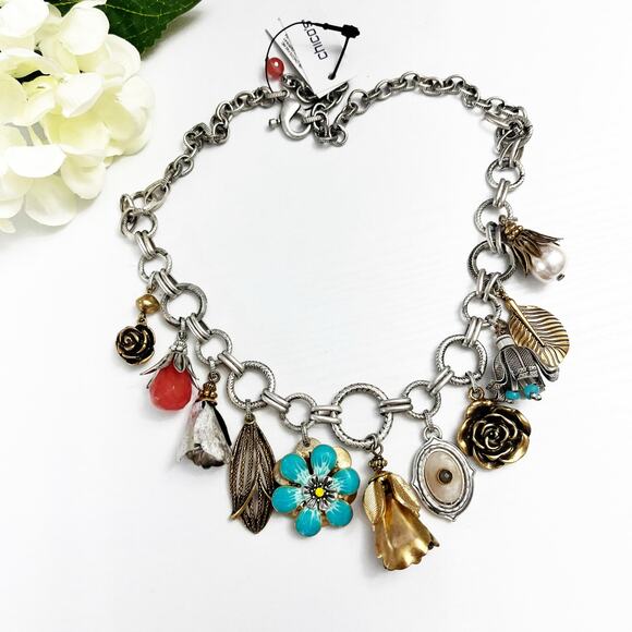 NEW Chico's Cherry Quartz Pearl Charm Necklace - Picture 2 of 11